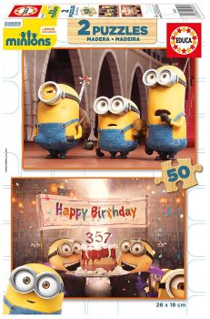 EDU16527 - 2 Puzzles 50 Pièces MINIONS 26 x 18 cm
