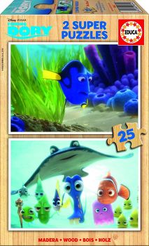 EDU16694 - 2 Puzzles 25 pièces LE MONDE DE DORY 26 x 18 cm