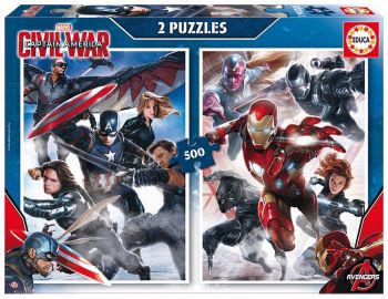 EDU16702 - 2 Puzzles 500 pièces CAPTAIN AMERICA 48 x 34 cm