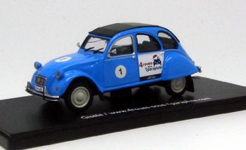 ELI101608 - CITROEN 2CV bleue édition 4 roues sous un parapluie limitée à 96 pièces