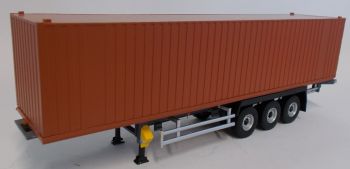 ELI115995 - Remorque porte container 3 essieux avec container marron