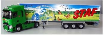 ELI116112 - RENAULT T520 avec semi frigo 3 essieux Transport STAF