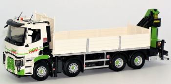 ELI116230 - RENAULT C480 8x4 porteur plateau à ridelles avec grue de déchargement PALFINGER