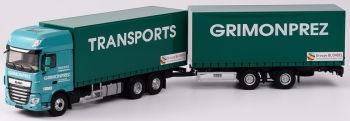 ELI116355 - DAF XF 6x2 porteur baché et remorque transport GRIMONPREZ