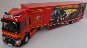 ELI116491 - RENAULT T460 4x2 pompier SDIS 54 Meurthe et Moselle et remorque fourgon Cellule d'Entrainement en Milieu Toxique