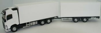 ELI116657 - VOLVO FH4 500 6x2 porteur caisse rigide blanc et remorque 2 essieux