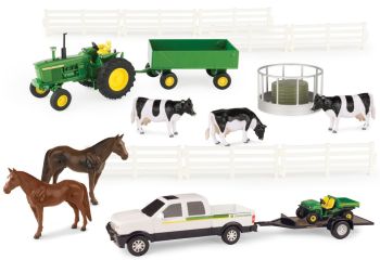 ERT46683 - Coffret de la ferme avec tracteur JOHN DEERE, pick-up accessoires at animaux
