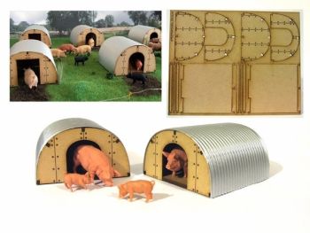 FB055A - 2 Abris à cochons en Kit - En miniature