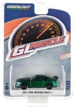 GREEN13290-F - FORD Mustang Mach1 2021 verte métallisée Série GL Muscle vendu sous blister