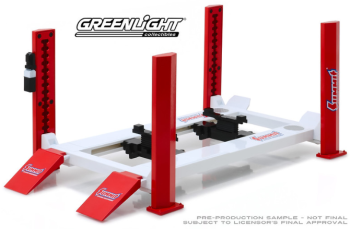GREEN13549 - Pont élévateur 4 pieds SUNNIT rouge et blanc pour véhicule échelle 1/18 à assembler