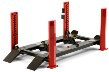 GREEN13592 - Pont élévateur 4 pieds rouge et noir pour véhicule échelle 1/18 à assembler