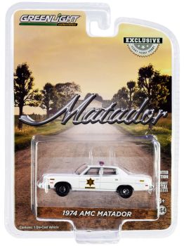 GREEN30177 - AMC Matador 1974 police Hazard County Sheriff blanche vendue sous blister