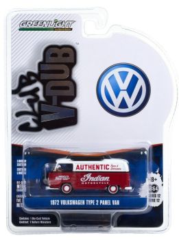 GREEN36020-B - VOLKSWAGEN Type 2 Panel Van 1972 publicitaire INDIAN Motorcycle Série Club V-Dub vendu sous blister