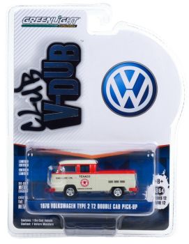 GREEN36020-D - VOLKSWAGEN publicitaire Type 2 T2 double cabine pick-up 1976 TEXACO Série Club V-Dub vendu sous blister