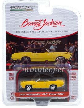 GREEN37220-C - OLDSMOBILE 442 cabriolet ouvert 1970 jaune Barrett Jackson vendue sous blister
