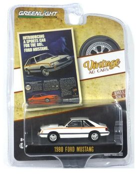 GREEN39060-D - FORD Mustang 1980 blanche Série Vintage AD Car vendue sous blister