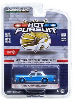 GREEN42950-B - PLYMOUTH Grand Fury 1982 New York City Police Department bleue Série The Hot Poursuit vendue sous blister