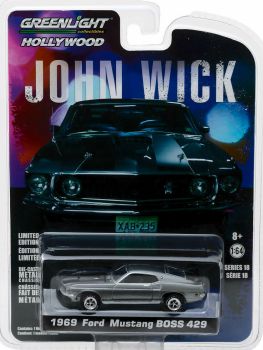 GREEN44780-E - FORD Mustang Boss 429 1969 grise métallisée John Wick vendues sous blister