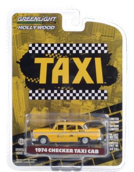 GREEN44890-C - CHECKER Taxi Cab 1974 jaune de la série américaine Taxi vendu sous blister