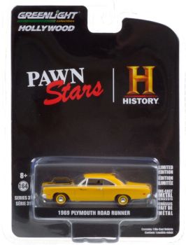 GREEN44910-D - PLYMOUTH Road Runner 1969 jaune Pawn Stars History vendue sous blister