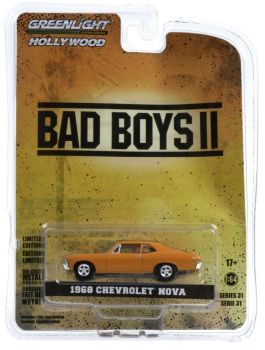 GREEN44910-F - CHEVROLET Nova 1968 orange à bandes noires Bad Boys II vendue sous blister