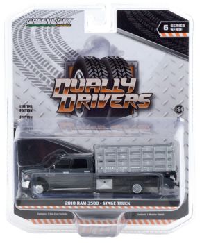 GREEN46060-E - DODGE Ram 3500 double cabine 2018 plateau bétaillère gris métallisé Série Dually Drivers vendu sous blister