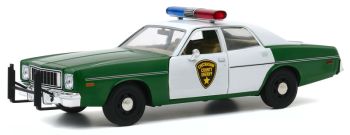 GREEN84096 - PLYMOUTH Fury 1975 verte et blanche Police Américaine du Conté de Chickasaw