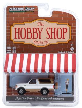 GREEN97100-F - FORD Bronco Eddie Bauer 1996 marron et blanc avec figurine Série The Hobby Shop vendue sous blister