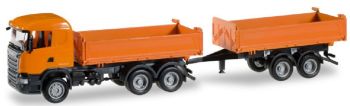 HER306034 - Porteur SCANIA R13 6x4 aves remorque 2 essieux Orange