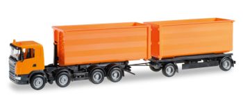 HER306041 - SCANIA 8x4 Ampirolle avec remorque 2 essieux Orange
