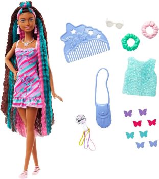 MATHCM91 - Barbie Totally Hair- Cheveux fantaisie avec accessoires et papillons