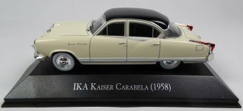 MAGARG48 - IKA Kaiser Carabela 1958 berline 4 portes blanche toit noir vendue sous blister
