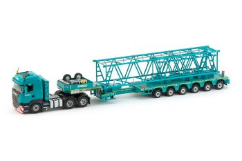 IMC33-0017 - SCANIA R 6x4 Kobelco et semi surbaissée extensible 6 essieux avec chargement de masses et ralonges pour grue