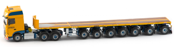 IMC33-0055 - DAF SSC Euro 6 6x4 avec semi plateau 7 essieux NOOTEBOOM et conteneur entreprise DEMAG