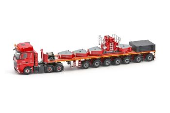 IMC31-0013 - MERCEDES Actros 2 6x4 avec semi plateau 7 essieux et accessoires pour grue LIEBHERR