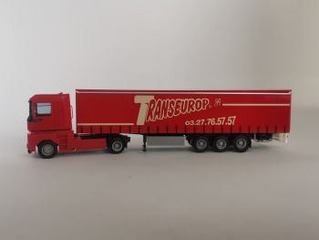 AWM51156 - RENAULT Magnum AE520 4x2 et remorque 3 Essieux bachée "TRANSEUROPE" Ech:1/87