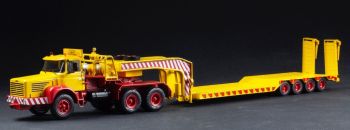 IXOTTR028.22 - BERLIET TB015 M3 6x4 avec porte engins 3 Essieux jaune 1960