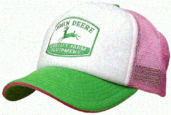 JA2308-0697-PK - Casquette femme Quality Farm Equipment JOHN DEERE blanche verte et rose
