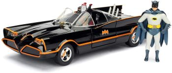 JAD253215001 - BATMOBILE Classic de la série télé Batman de 1966 avec deux figurines incluses