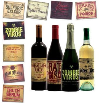 LPE74527 - Lot de 8 autocollants d'horreur pour bouteilles
