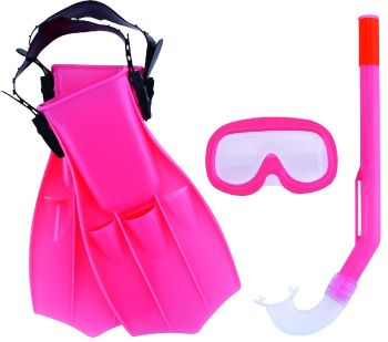 LPEO91928B - Kit masque Tuba et palmes - Rose pour enfant de 3 à 6 ans