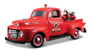MST32191 - FORD F-1 Pick-up avec moto HARLEY DAVIDSON 1936 Pompier