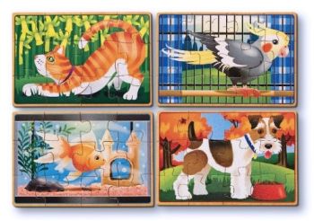 MED13790 - 4 Puzzles de 12 Pièces Les animaux domestiques