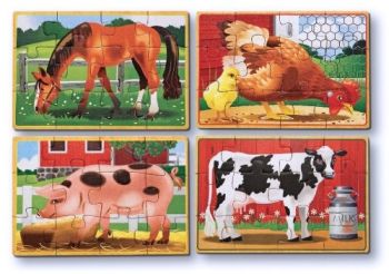 MED13793 - 4 Puzzles de 12 Pièces Les animaux de la ferme