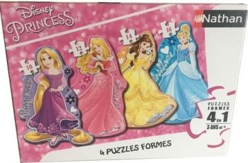 NAT86205 - 4 Puzzles - 10, 12, 14, et 16 pièces - Les princesses - 36 x 26 cm