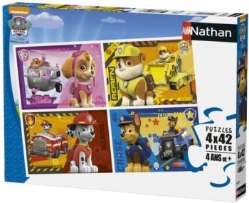 NAT86206 - 4 Puzzles - 42 Pièces - La Pat Patrouille - 36 x 26 cm