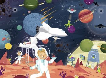 NAT86845 - Puzzle - 150 Pièces - Mission dans l'espace - 49 x 36 cm