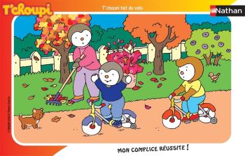 NAT86109 - Puzzle - 15 Pièces - T'choupi fait de la bicyclette - 14 x 24.5 cm