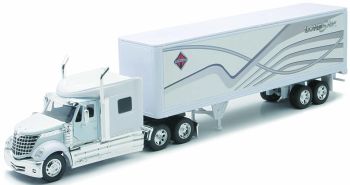 NEW10183 - INTERNATIONAL 6x4 blanc avec semi caisse rigide blanche 2 essieux marquage INTERNATIONAL LONE STAR