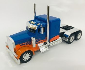 NEW10641B - PETERBILT 6x4 Bleu avec Flamme Orange - SANS BOÎTE